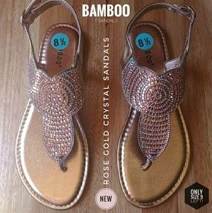 (NEW) Rose Gold and Pink Rhinestone Sandals Size 9
